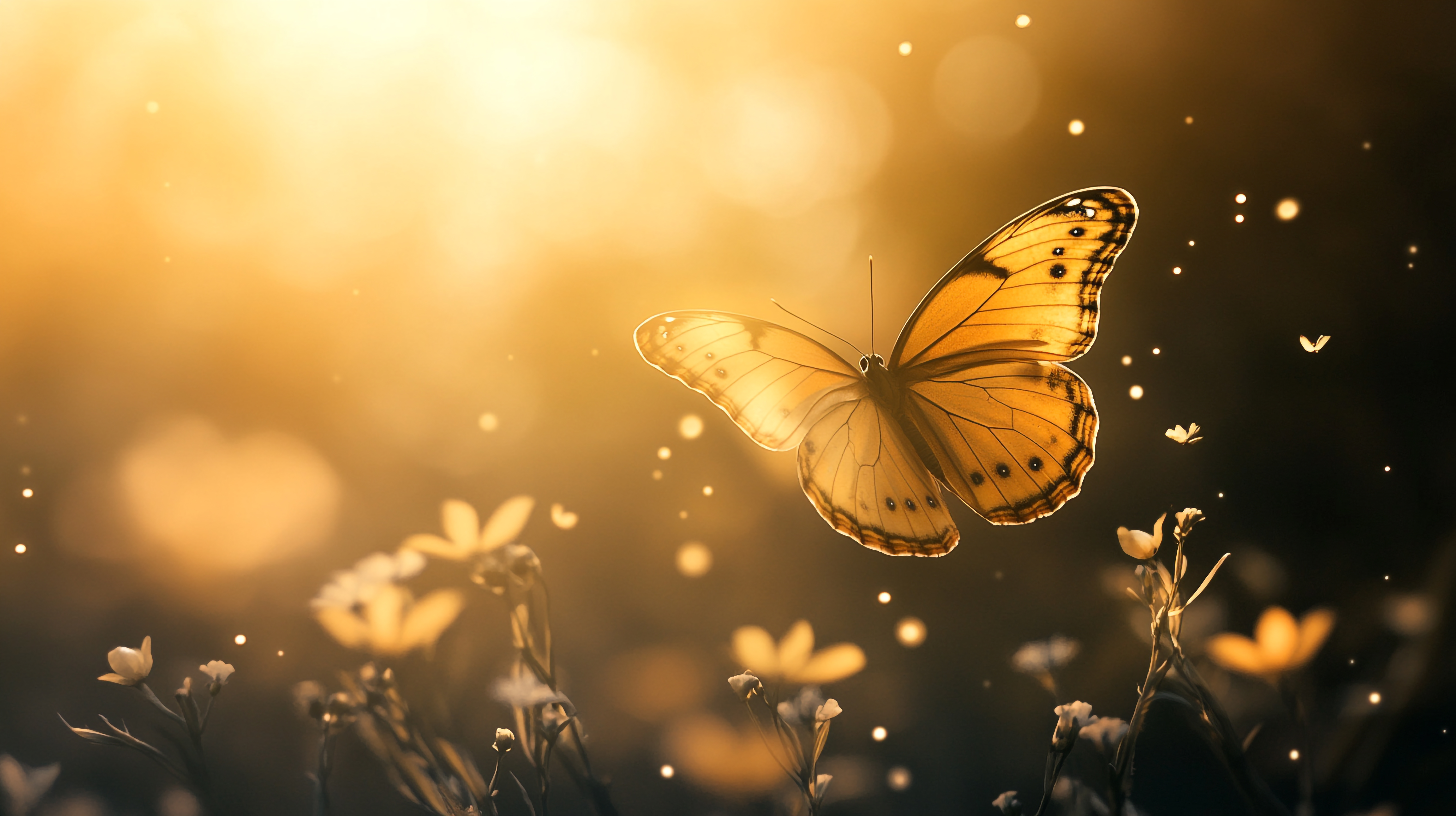 A graceful butterfly flutters among vibrant wildflowers, capturing the essence of beauty and fragility of life, representing the delicate balance of nature and its interactions.